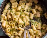 Primo piatto cremoso di pasta con zucchine, condita con un sugo leggero e saporito.