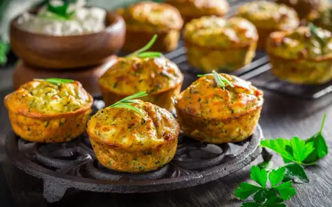Tortini di zucchine grattugiate dorati e profumati, guarniti con rosmarino, pronti per essere gustati.
